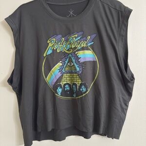Grey Pink Floyd cut off cropped top